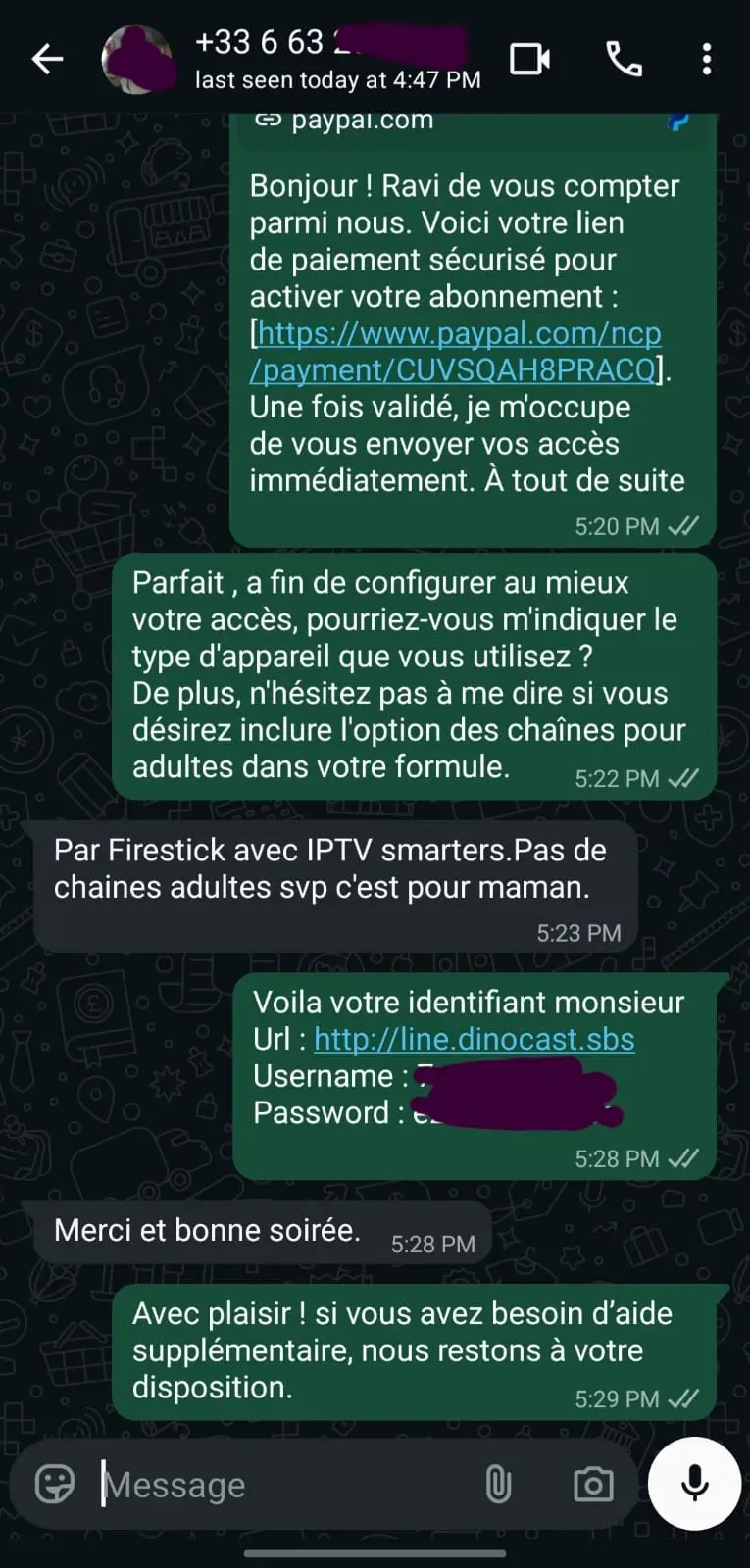 Avis client WhatsApp 1